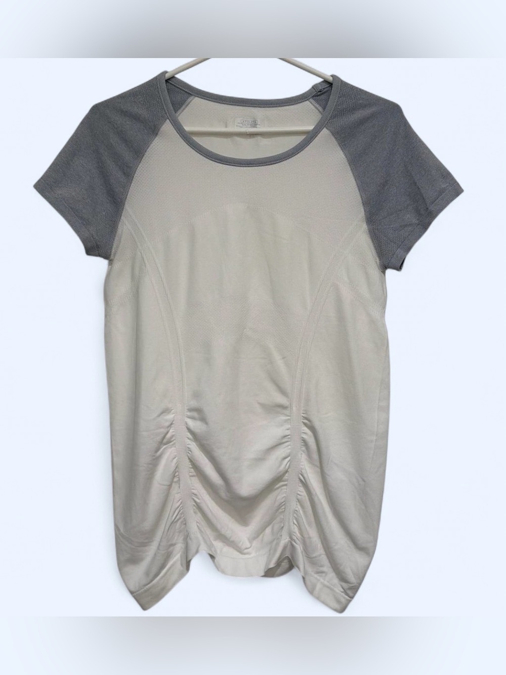 Athleta white & gray polyester, nylon & spandex workout top in a M